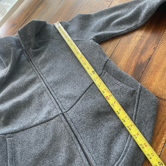 prAna fleece gray full zip back cropped sweatshirt sweater sz L - Picture 8 of 11